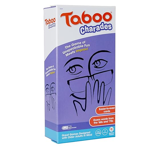 Ageless Games Taboo Charades - Classic Word Guessing & Charades Game for Older Adults - Big Easy to Read Cards for Low Vision - 80 Customizable Word Guess Cards - Fun Family Card Game for Ages 13-103