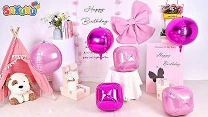 6 Pcs Hot Pink and Pink Balloons, 22 Inch Big Round Foil Balloon for Graduations Birthday Party Baby Shower Wedding Decorations