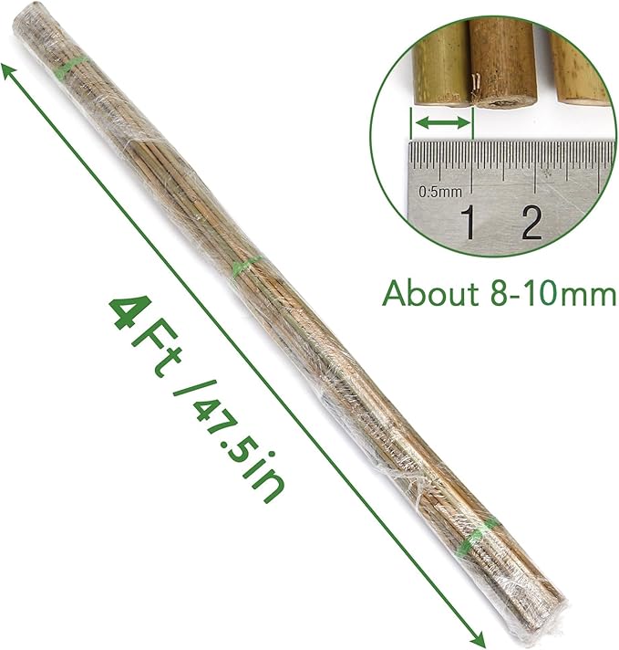 SWANGSA 55 Pack Bamboo Stakes 4 Feet, Garden Stakes for Plants Support, Tomatoes, Beans, Flowers, Climbing Plants, Indoor and Outdoor