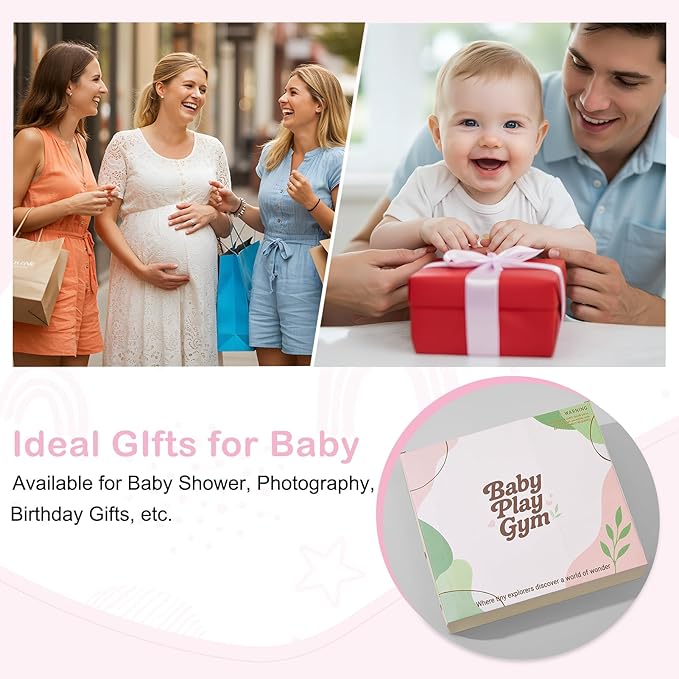 Baby Play Gym Mat Tummy Time Mat, Washable Baby Activity Play Mat for Sensory, Visual, Hearing, Touch Development, Baby Toys Shower Gift for Newborn