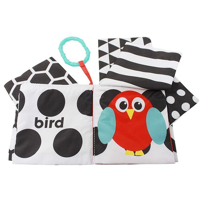 Sassy Peek-a-Boo Activity Book with Attachable Link for On-The-Go Travel, Sensory Play, Black & White, Ages 0+ Months (Pack of 12)