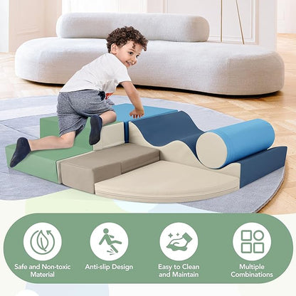 Merax Climbing Toys for Toddlers, Soft Climb and Crawl Playset Indoor Baby Soft Foam Blocks for Climbing, Crawling, 6-Piece