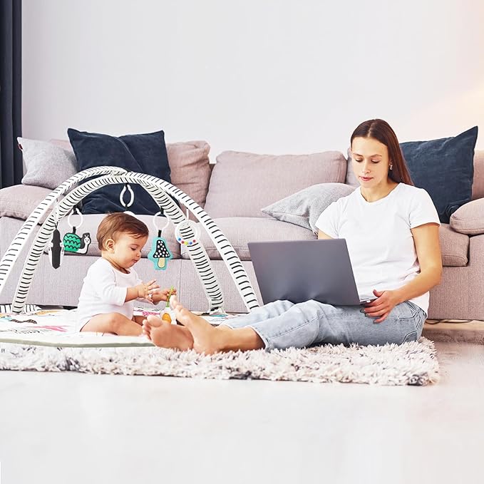 Baby Play Mat Tummy Time Mat with Exclusive Foldable Design, Stage-Based Skill Development Activity Gym, Machine Washable Baby Play Mats for Floor with Gift Package (Zebra)