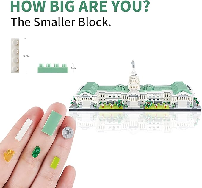 Gift Architecture Capitol Building Model Set - 3630pcs | Micro Blocks | Detailed Designs | Display-Worthy | Great Gift for Adults & Kids