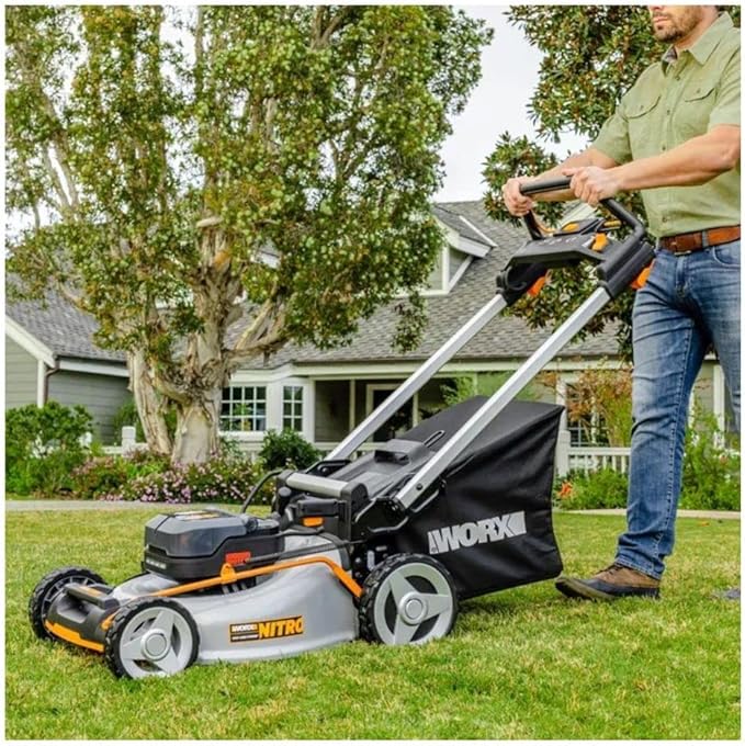 Worx 40V Cordless Lawn Mower, Electric Mower with Brushless Motor, 3-in-1 Self-Propelled Lawn Mower WG753-2 Batteries & Charger Included