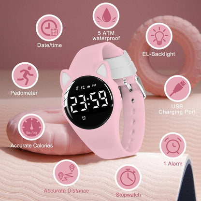 Kids Watches for Girls Boys Digital Sport Watch with Step Counter Pedometer Vibration Alarm Clock, No App Waterproof Fitness Tracker Kids Watch Boys Girls Teens Students Ages 5-16