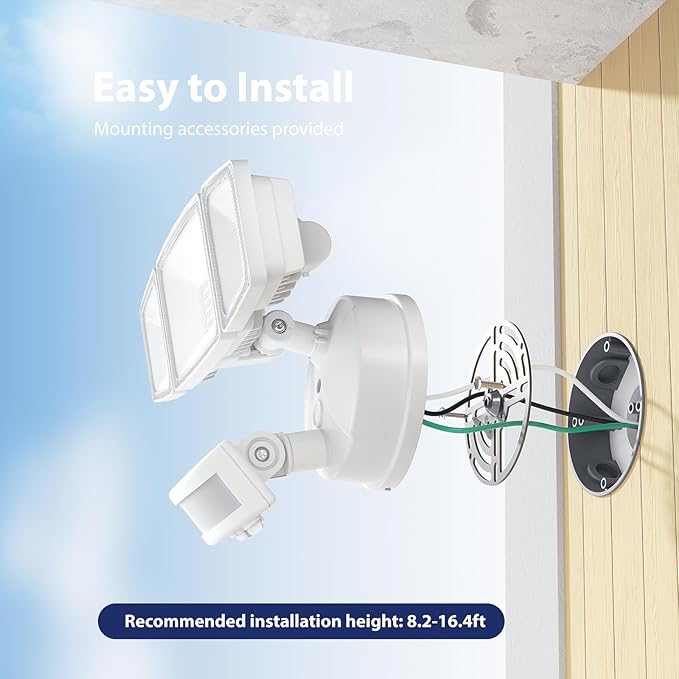 Onforu 3 Pack 65W LED Motion Sensor Outdoor Lights, Security Light Motion Outdoor Flood Light Fixture Detection Detector, 3 Adjustable Heads 6500LM 6500K IP65 Waterproof Exterior Garage Yard (White)