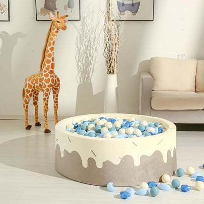 GOGOSO Ball Pit Balls Stars Moon Shapes Plastic Pitballs for Toddler Play Tent Baby Photo Props Kids Pool Water Toys Kiddie Pool Party Decor, Pearl Blue+Cream Blue+White,500PCS