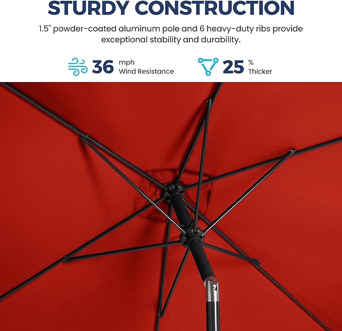 SUNVIVI OUTDOOR Patio Umbrella, 6.5' x 10' Rectangular Patio Umbrella, Metal Pole Square Outdoor Umbrella with Crank and Push Button Tilt, 6 Steel Ribs, Polyester Canopy