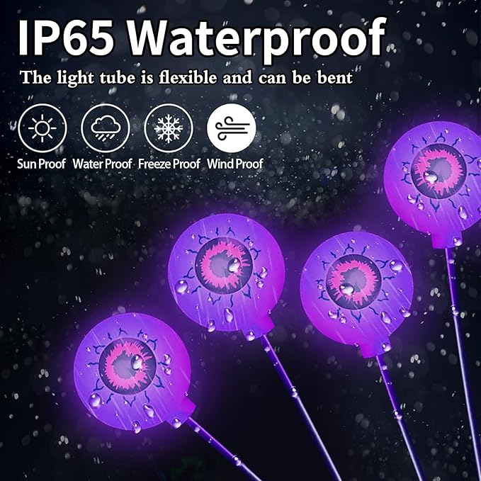 Aogist Halloween Decorations Eyeball Swaying Firefly Light Bright Long Standby Time Waterproof Outdoor Lights for Beautiful Spaces Garden Yard Lawn Pathway Porch Party Decor (Purple, 2 Pack-12 LEDs)