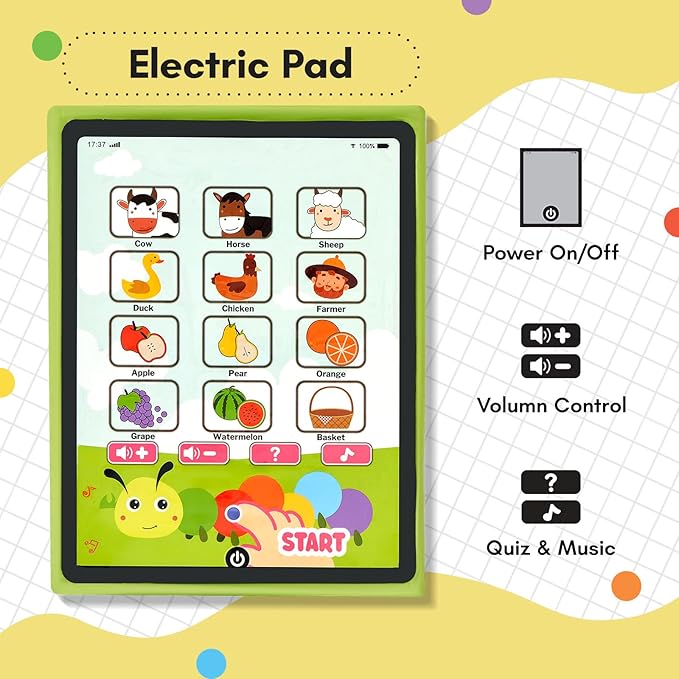 Giant bean Busy Book for Toddlers 1-3, Busy Board Montessori Toys with Sound Panel for 1 2 3 4 5 Year Old, Activity Book Preschool Learning Toys Quiet Books, Birthday Gift, Travel Toy for Airplane Car