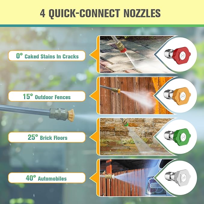 Pressure Washer with 25 FT Hose, 16.4 FT Power Cord, Soap Tank Car Wash Machine Green