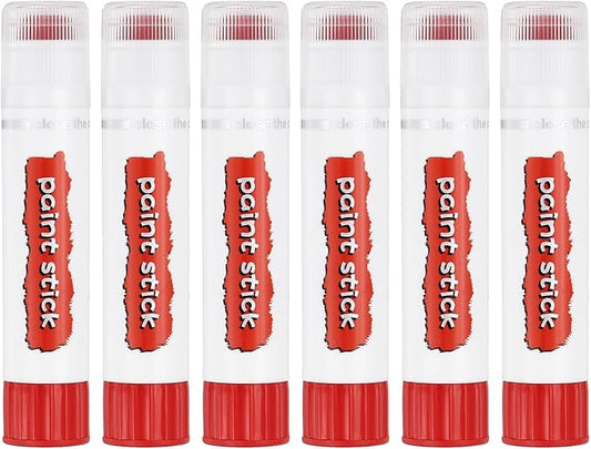 PATIKIL Tempera Paint Sticks, 6 Pcs Solid Tempera Paints Sticks Washable Bulk Markers Pen Quick Drying for Artists Beginners Art Supplies, Red
