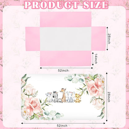 3 Pcs Baby Crib Bedding Set Safari Animals Dinosaurs Bear Woodland Animals Jungle Crib Set Includes Quilt, Fitted Sheet, Skirt for Baby Boy Girl(Pink,Safari)