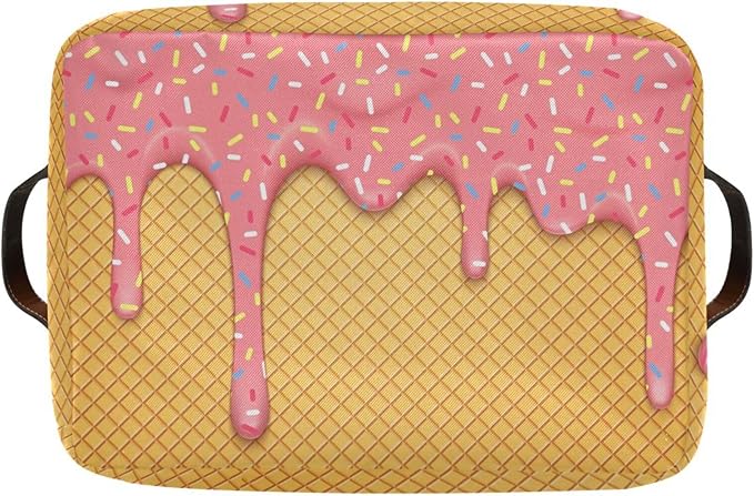 Ice Cream Rectangular Storage Basket Organizer Bin Shelf Baskets For Clothes Gifts For Home Office Dorm