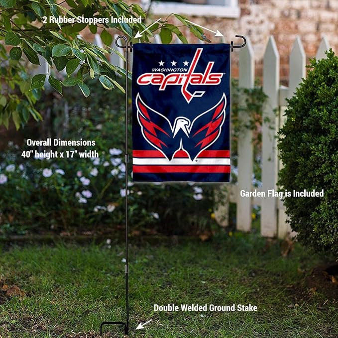 WinCraft Washington Capitals Garden Flag with Pole Stand Holder