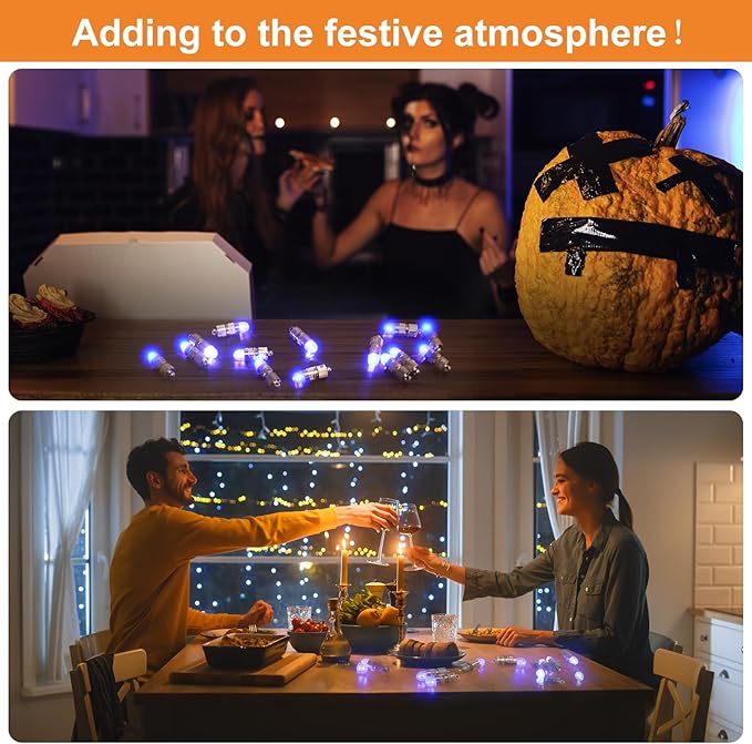 SumDirect Pack of 12/30/50/100 Colorful LED Mini Non-Blinking Lights for Paper Lanterns Balloons Floral Wedding Halloween Christmas Party Decoration Centerpieces (30, Blue)