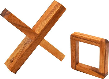 BSIRI Wooden Brain Teasers for Adults Logic Games Gift Puzzle and Mind Teasers for Kids of The Cross Out Tricky Games Wood IQ Puzzles Challenging to Open Trick Lock
