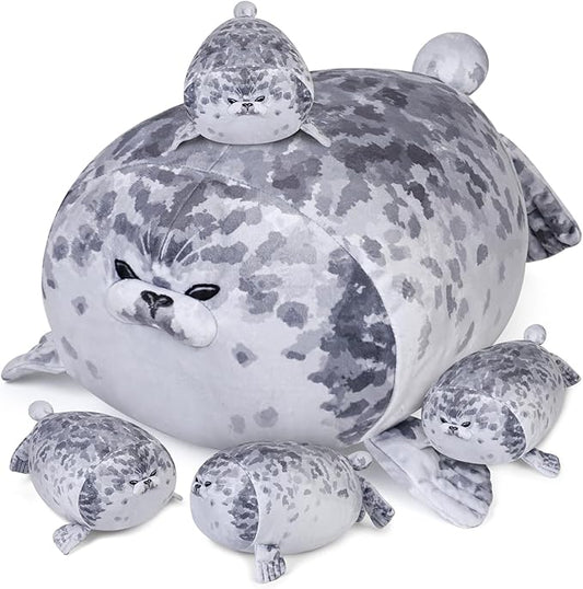 KMUYSL Toys for Ages 0 1 2 3 4 5 6 7 8+ Years - Plush Mommy Stuffed Animal with 4 Babies in Her Tummy, Soft Plush Toys Set, Christmas Birthday Gifts for Girls Boys Baby, Toddler, Kids (Seal Toys)