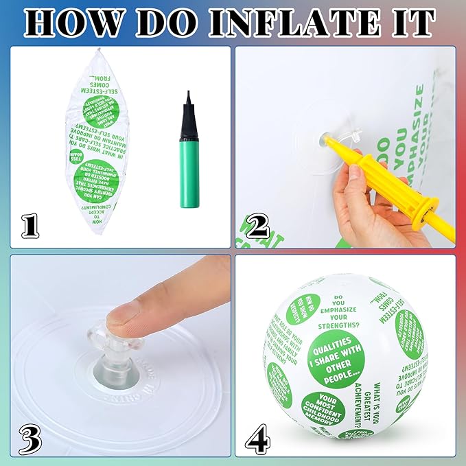 6 Pcs Coping Skills Balls 24 Inch How to Cope with Anxiety Social Conversation Skill Self Esteem Anger Management for Adult Fun Group Therapy Tool Games Activity