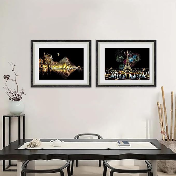 Georgie Porgy Scratch Paper Art A3 Set DIY Arts and Crafts Kits for Kids Adults, Magic Rainbow Scratch Postcard for Christmas Birthday Gift with Scratching Tools Kit (Paris + Louvre)