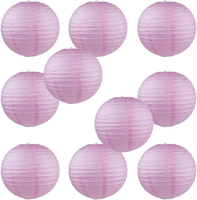 WYZworks - Round Paper Lanterns 10 Pack (Pink, 12") - Hanging Paper Lanterns Lamp for Wedding, Birthday, Party and Home Decorations with 8", 10", 12", 14", 16" Option