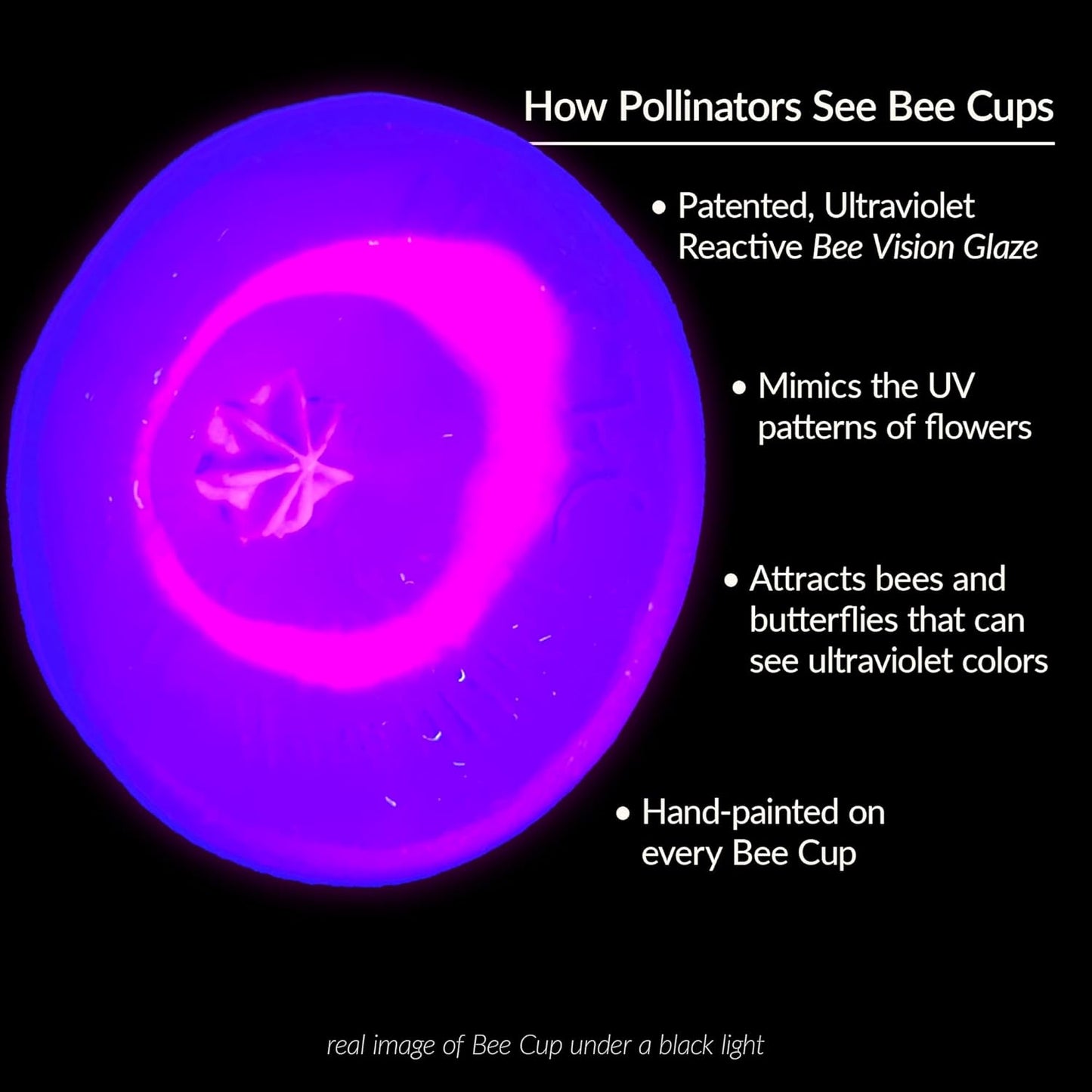 Patented Bee Butterfly Watering Station, Garden Decor, with Pollinator Attracting Ultraviolet Glaze, 100% Porcelain, 100% Handmade, Plastic Free (5, Passion Flower Purple)