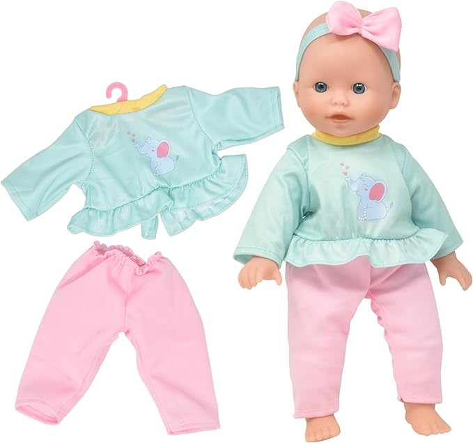Gift Boutique Baby Doll 14 Inch Soft Body with Clothes & Accessories Sets of Outfits with Hangers Teddy & Toy Blocks Playset Wardrobe Storage Closet, Ideal Gift for Kids - Set of 4