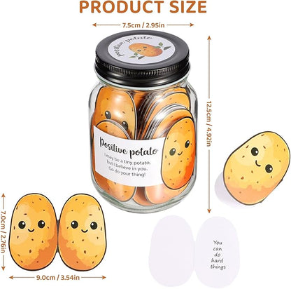 60 PCS Positive Potato Cards Jar, Emotional Support Jar, Potato Affirmation Cards, Inspirational Gifts for Women, Cheer Up Gifts, Unique Positive Gift for Women, Teen Girl