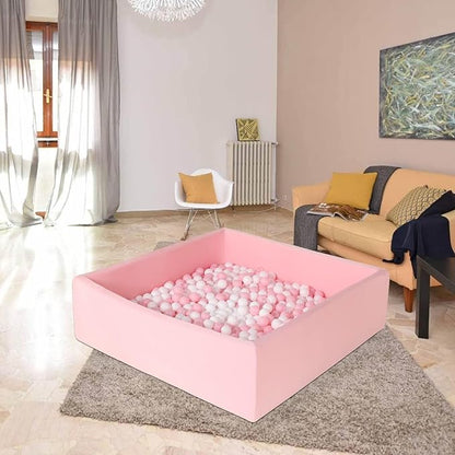 Extra Large Foam Ball Pit for Toddlers Kids Square Soft Ball Pool Ideal Gift Play Toy for Children (Pink)