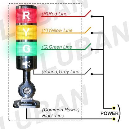 12-24V LED Stack Tower Lights, Industrial Warning Lights, Andon Lights, Column Signal Tower Indicator Lamp Beacon, Continuous/Flashing Light Switchable, 1 Layer (with Buzzer)