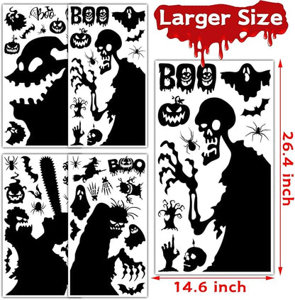 Joy Bang Halloween Window Clings Decor for Halloween Decorations, Large Scary Window Silhouette Stickers Decals Spooky Monster Zombie Clings for Party Decorations Indoor