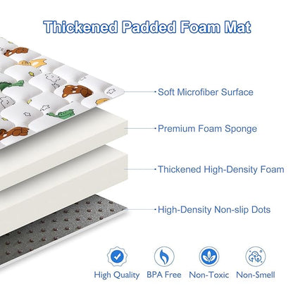 Baby Play Mat 71" X 59", Premium Thicken Foam One-Piece Crawling Mat, Extra Large Non-Slip Cushioned Activity Playmats for Babies, Toddlers, Infants, Play & Tummy Time