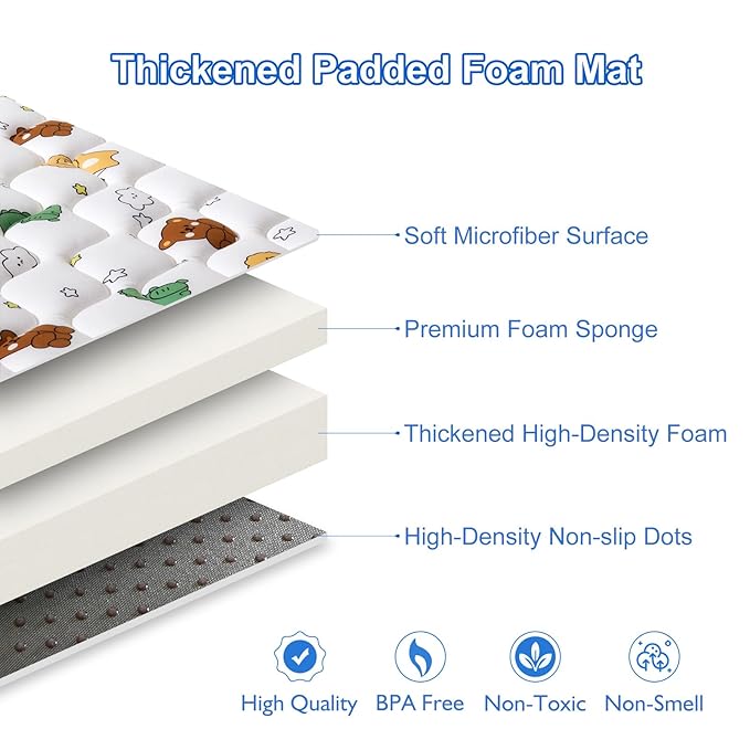 Lilyvibebearhappy Premium Foam Baby Play Mat, 72x48-Inch Baby Crawling Mat, Extra Large Soft Thicker Activity Playmats for Babies, Toddlers, Infants, Play & Tummy Time, Comfortable and Durable