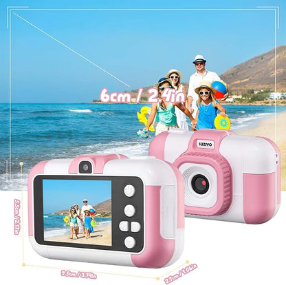 Kids Camera, SUZIYO Children Digital Selfie Video Camcorder 1080P Dual Lens 2.4 Inch HD, Birthday Christmas Electronic Gifts Toys for Age 3-9 Years Old Toddlers Girls Boys with 32G TF Card,Pink
