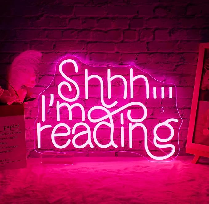 WLHOPE Shhh Im Reading Neon Sign Neon Signs for Wall Decor Dimmable Read Books Neon Lights LED Sign for Book Lovers Gifts Bedroom Bookstore Reading Room Library Study Room Decoration