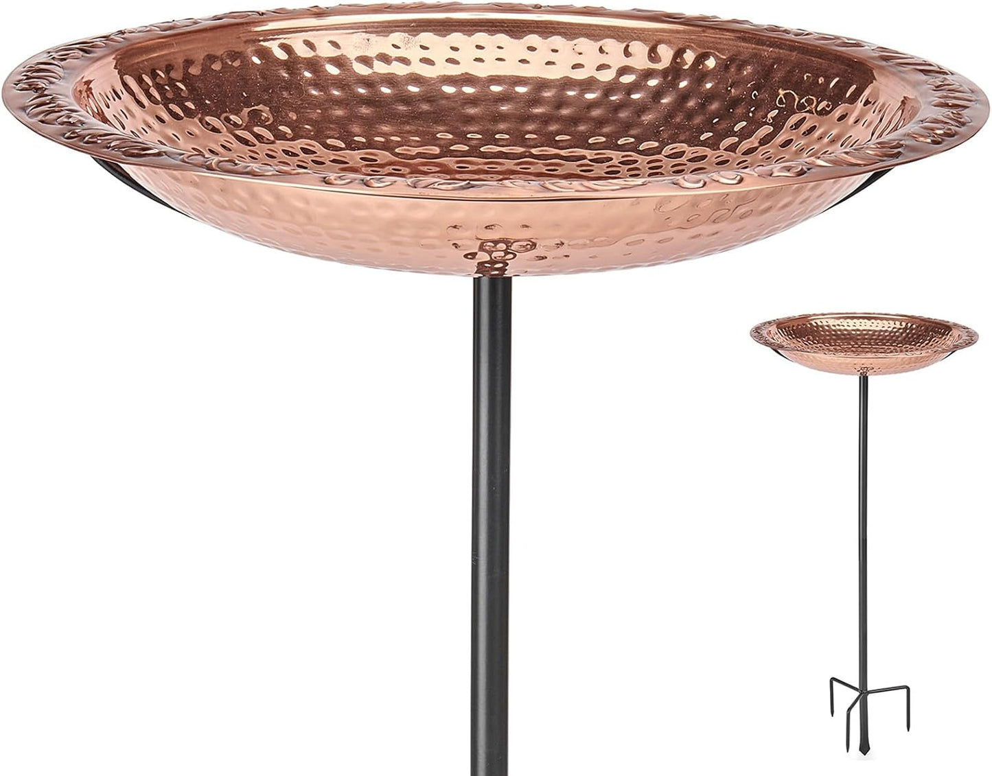 Good Directions BBG18 Copper Bird Bath, Includes Garden Pole, 18” Diameter Basin, Polished Copper