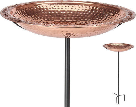 Good Directions BBG18 Copper Bird Bath, Includes Garden Pole, 18” Diameter Basin, Polished Copper