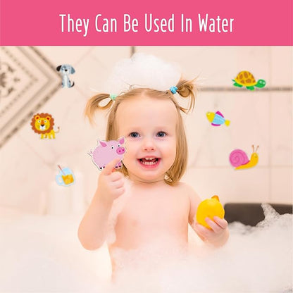 52PCS Alphabet & Animal Jelly Stickers, Thick Window Door Cling Decals Removable Reusable Gel Decals for Kids Toddlers Home Classroom Nursery Animal Theme Party Supplies Decorations (Not Edible)