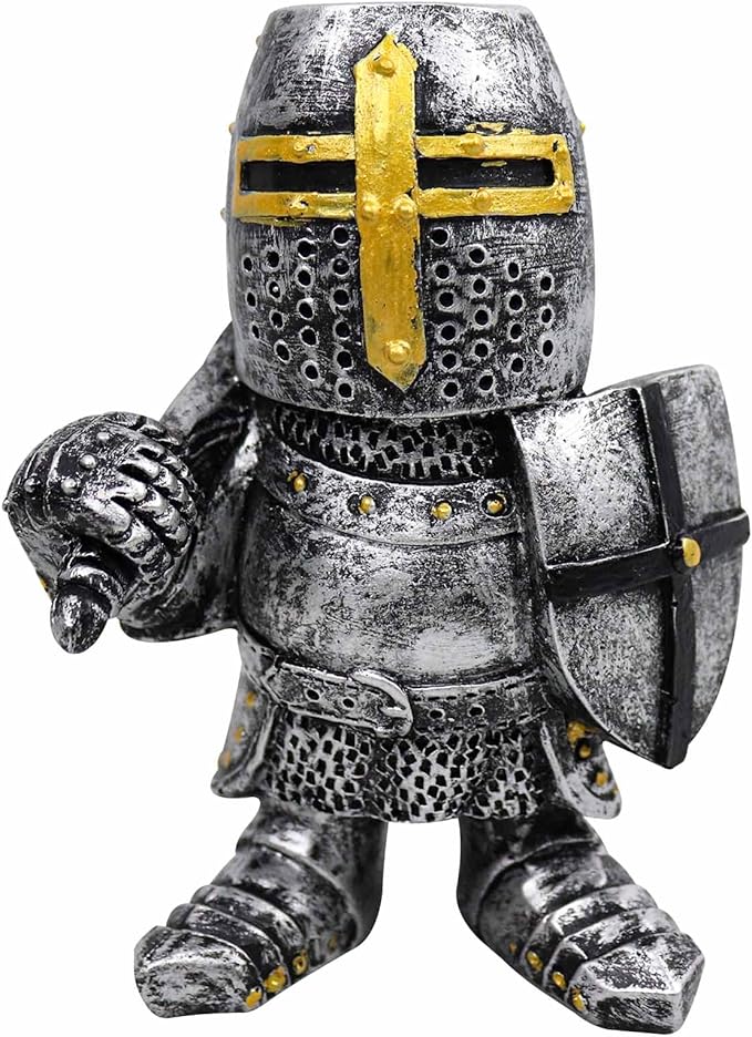 nezababy 8 pcs Knight Gnomes Guard Garden Statue Decoration Medieval Wee Crusader Battle Swordsman Fighting Outdoor Figurines Lawn Decor Resin (H)