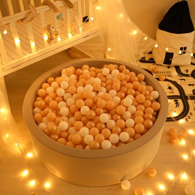 GOGOSO Ball Pit Balls for Toddlers, Brown Plastics Balls for Ball Pool Birhtday Party Girls Kids with Storage Bag, 2.17inches，100pcs