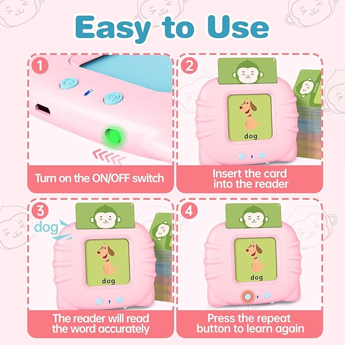 Toddler Girls Toys Talking Flash Cards-296 Sight Words, Educational Toys for 1 2 3 4 Year Old, Speech Therapy&Autism Learning Materials, Toddler Girlt Birthday Gift with Durable Cards