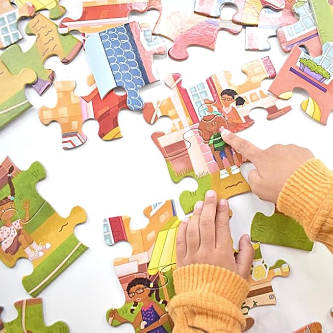 Upbounders- Fun Outside 48 Piece Floor Puzzle, Multicultural Beginner Jigsaw Puzzle with African American Children Boys Girls at Play, Ages 4+