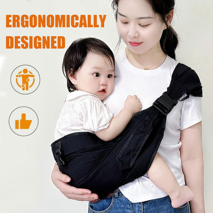 Baby Sling Carrier Toddler Carrier One Shoulder Adjustable Shoulder Strap Labor-Saving Baby Sling 10-45lbs(Grey,Cloth)
