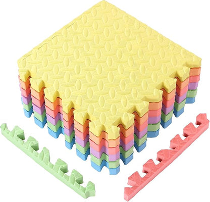 12 Tiles 12x12x1 Inch EVA Thick Interlocking Foam Floor Tiles Puzzle Exercise Mat Play Foam Mats for Boys Girls Baby Pets Home Classroom Nursery Gym(Multicolor)