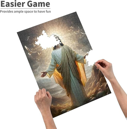 Jesus 1000 Pieces, Adult Wooden Jigsaw Puzzle, Family Fun, Relaxation, Decoration and Gift Giving. Puzzle Size: 29.5x19.7 inches and 1:1 Original Picture Poster