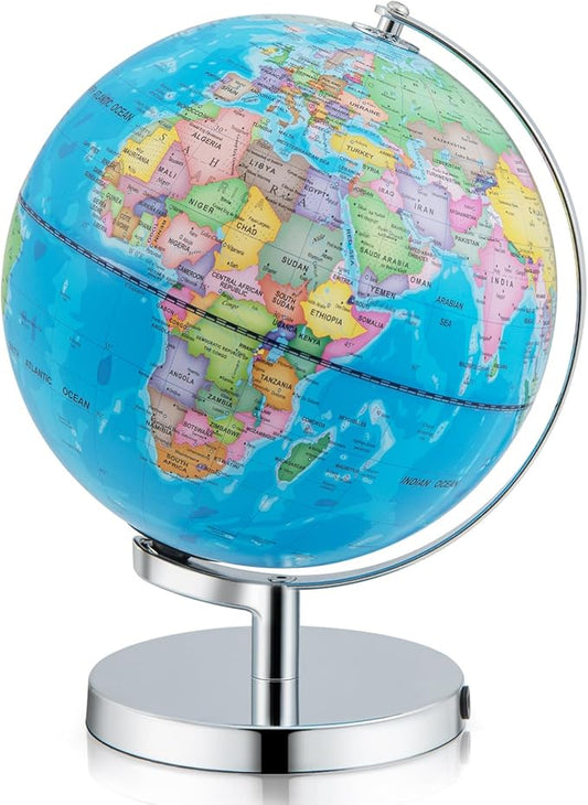 Nightcore World Globe for Kid Learning, 9'' Educational Classic World Globe with Metal Stand& Built-in LED Night Light, 88 Illuminated Constellations View, Desk Decoration Earth Map for School, Home, and Office