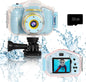 Agoigo Kids Waterproof Camera - Children Underwater HD Video Digital Camcorder, Portable Travel Toy for Toddler - Ideal Christmas Birthday Gifts for Boys Girls Age 3-12 with 32GB Card (Blue)