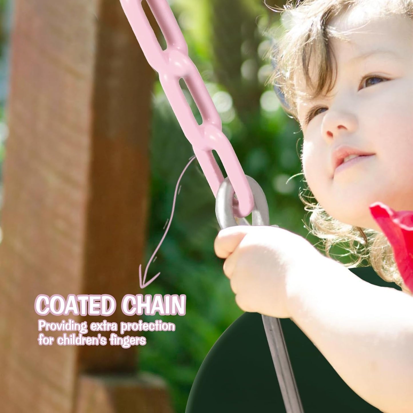 RedSwing High Back Toddler Bucket Swing Seat with Coated Chains, Heavy Duty Kids Swing Set Accessory Tree Straps Included for Outside, Playground, Backyard, Pink