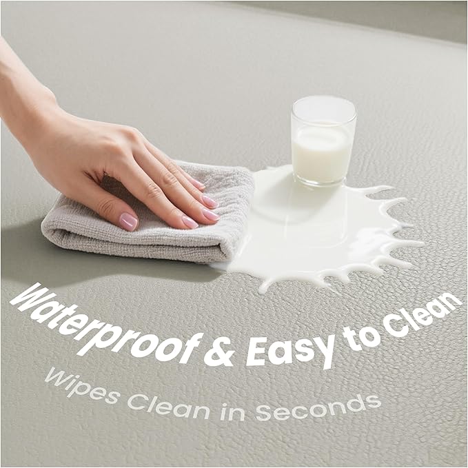 Baby Play Mat 50x50 Inches,1.3" Thick Padded Waterproof Floor Cushion & Playpen Mat with Vegan Leather,Non-Slip & Non-Toxic Nursery Rug for Infants, Toddlers & Kids(Grey)